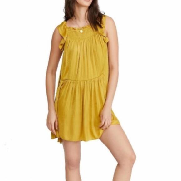 FREE PEOPLE NWT boho want your love tunic dress size XS mustard yellow - Picture 3 of 6